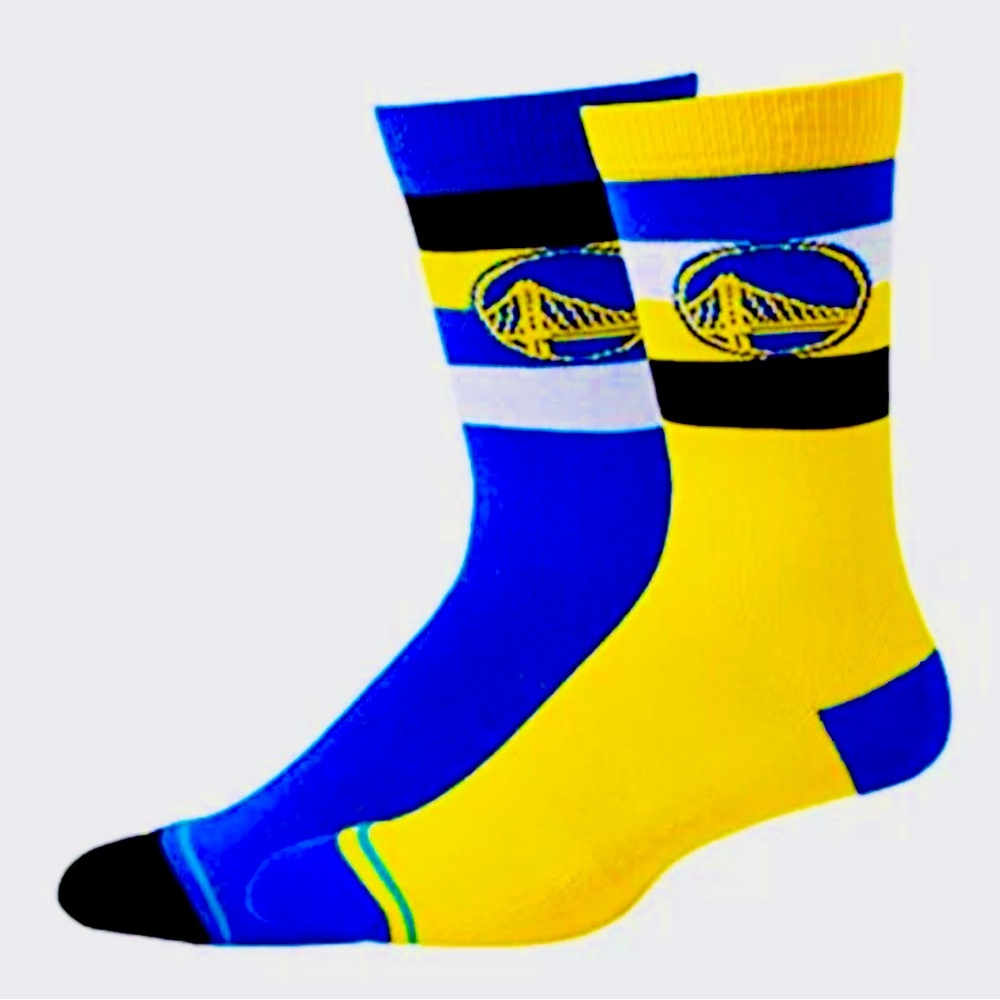 STANCE x NBA Golden State Warriors 2-Pack Crew Socks Royal/Yellow NWT